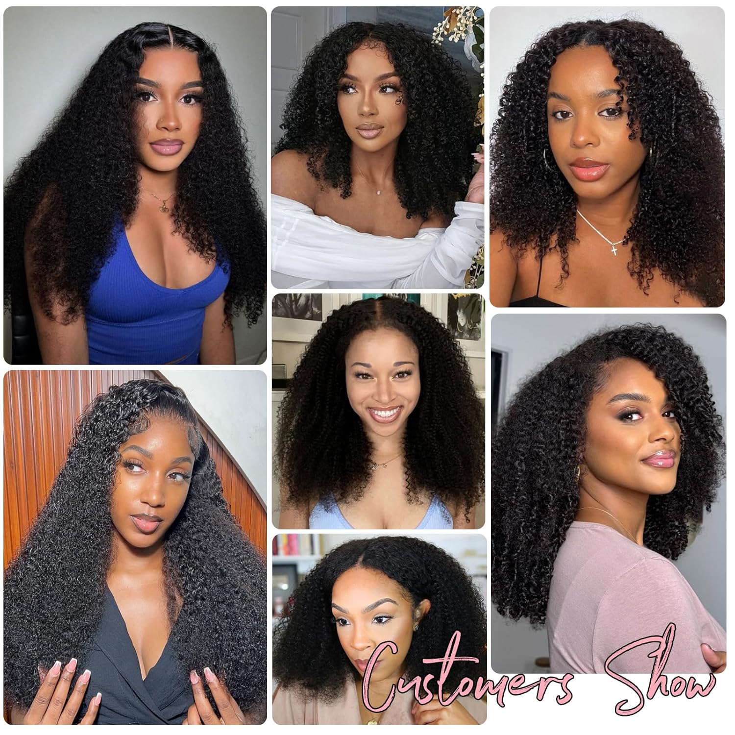Afro Kinkycurly Wig Human Hair Kinky Curly 13x6 Lace Front Wig 210 Density 100% Real Human Hair Wigs 14 Inch True to Length and Density 13x6 Lace Wigs Preplucked Hairline Natural Black Color