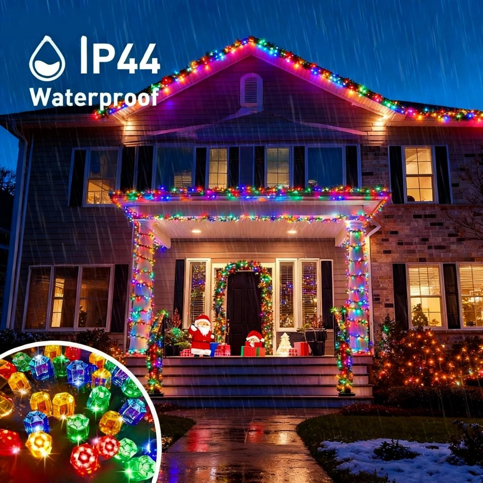 Solar-Lichterkette für den Außenbereich, 300 LEDs, Solar-Weihnachtslichter mit Fernbedienung, 8 Modi, wasserdichte Lichterkette für Weihnachtsbaum, Garten, Party-Dekoration (mehrfarbig)