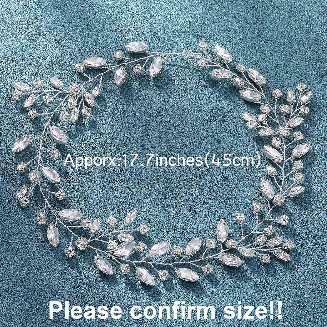 Unicra Bride Wedding Rhinestone Hair Vine Bridal Silver Hair Piece Crystal Headband Hair Accessories for Women and Girls (17.7inches) (Silver) - Image 4