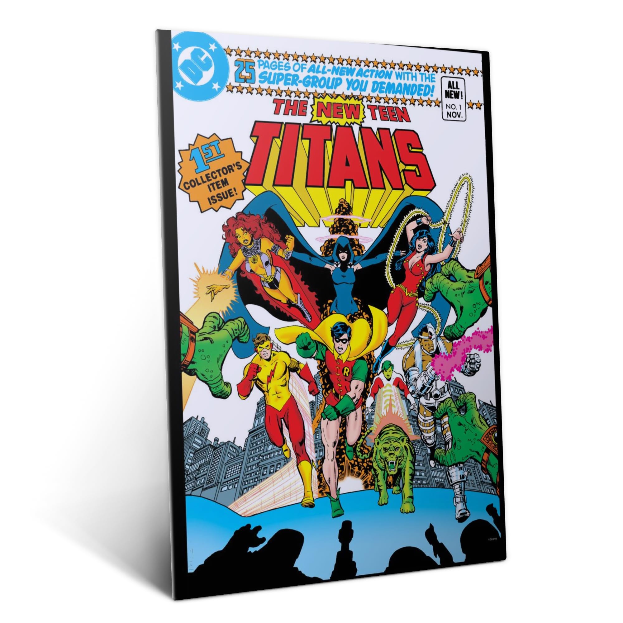 Displate Metall poster DC Comics First issue cover color Größe M | Bild Plakate für Schlafzimmer Dekor, Geschenke. Magnetische Befestigung Wandposter, Wanddeko. Metall Wandkunst.