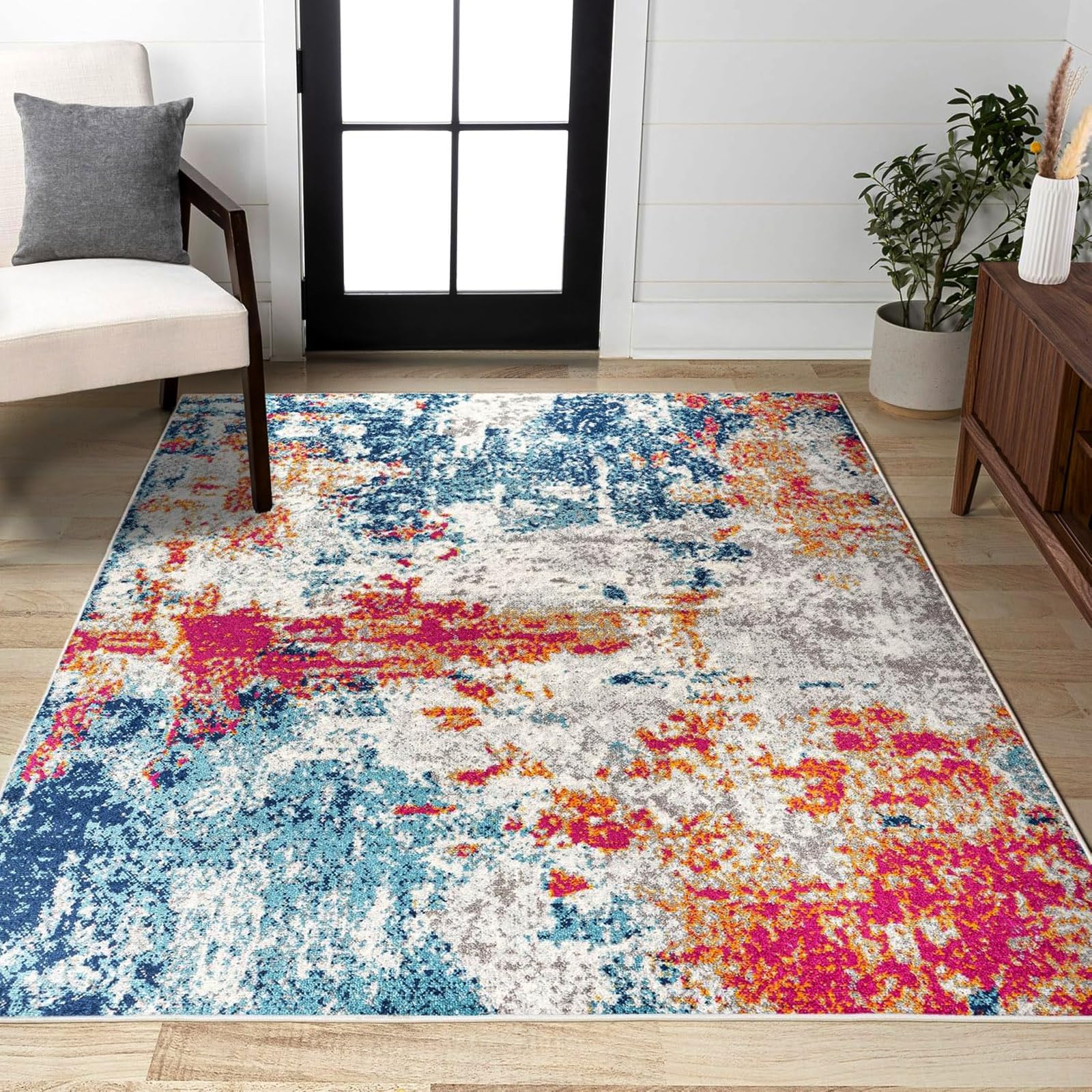 Tapis moderne facile d'entretien multicolore 110 x 180 cm robuste