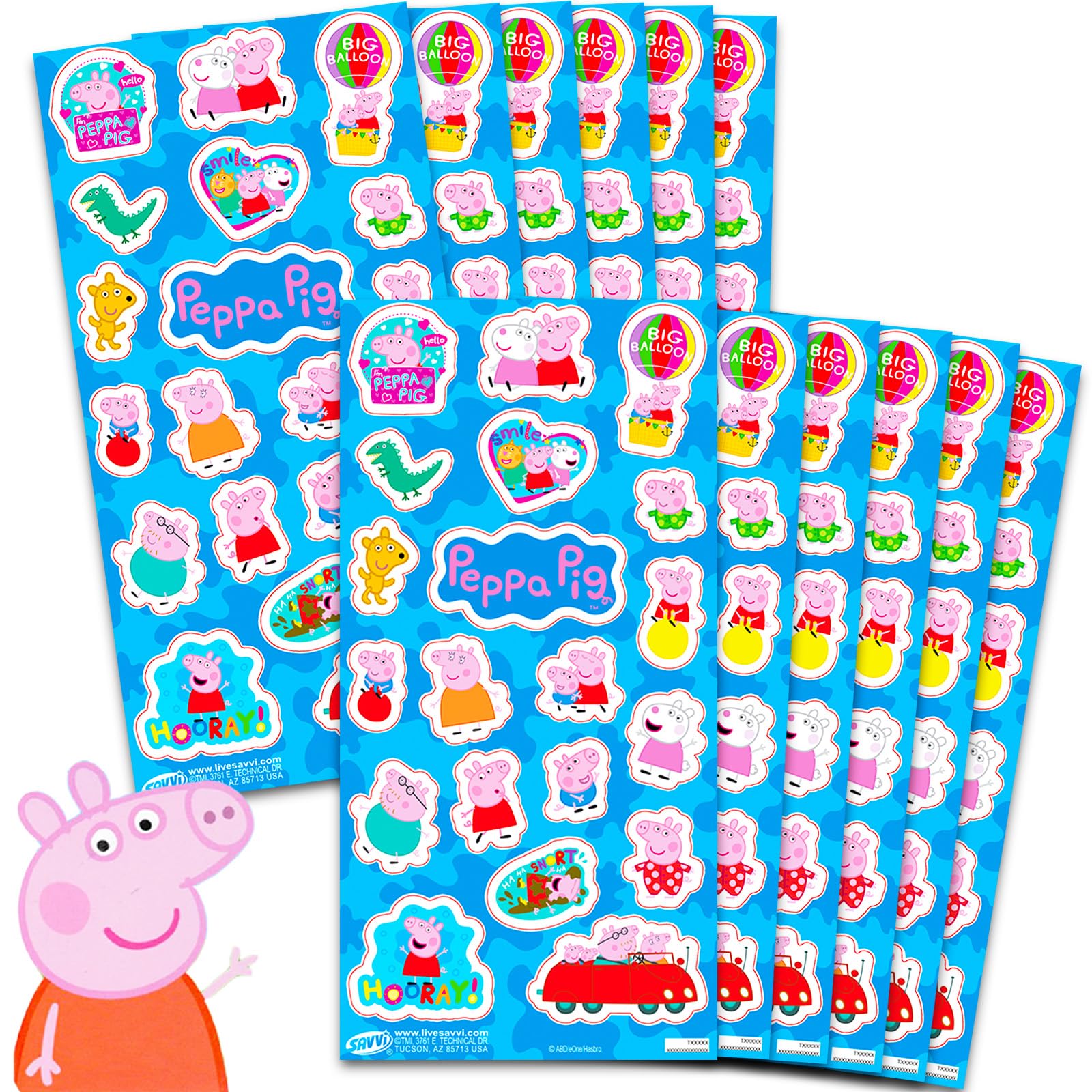 Peppa Pig Party Favors for Boys & Girls - 12 Pack Sticker Sheets for Kids Birthday Party Goodie Bags