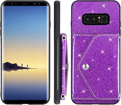 Miniatura 7 de Asuwish Funda de teléfono para Samsung Galaxy Note 8 con protector de pantalla de vidrio templado y correa cruzada, cordón para tarjeta de crédito,