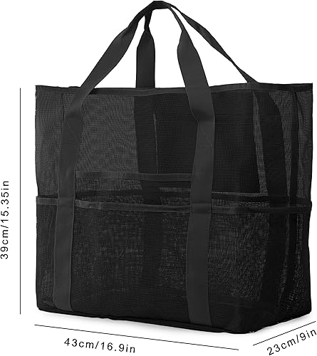 Miniatura 4 de Mesh Beach Bag, Extra Large Beach Bags with 9 Pockets & Zipper Waterproof Lightweight Beach Tote for BeachPool Trip