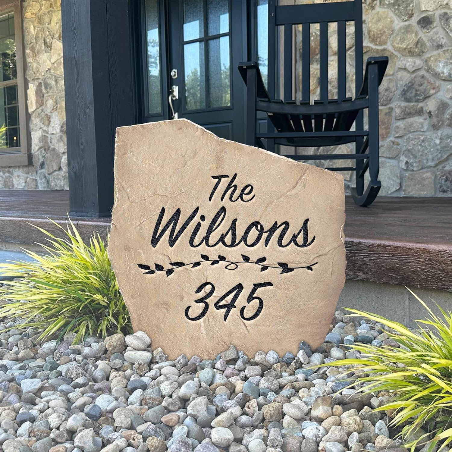 Personalized Name Stone - Engraved Garden Stone - Sandstone 21" x 21" - Monogram Stone by Design A Stone