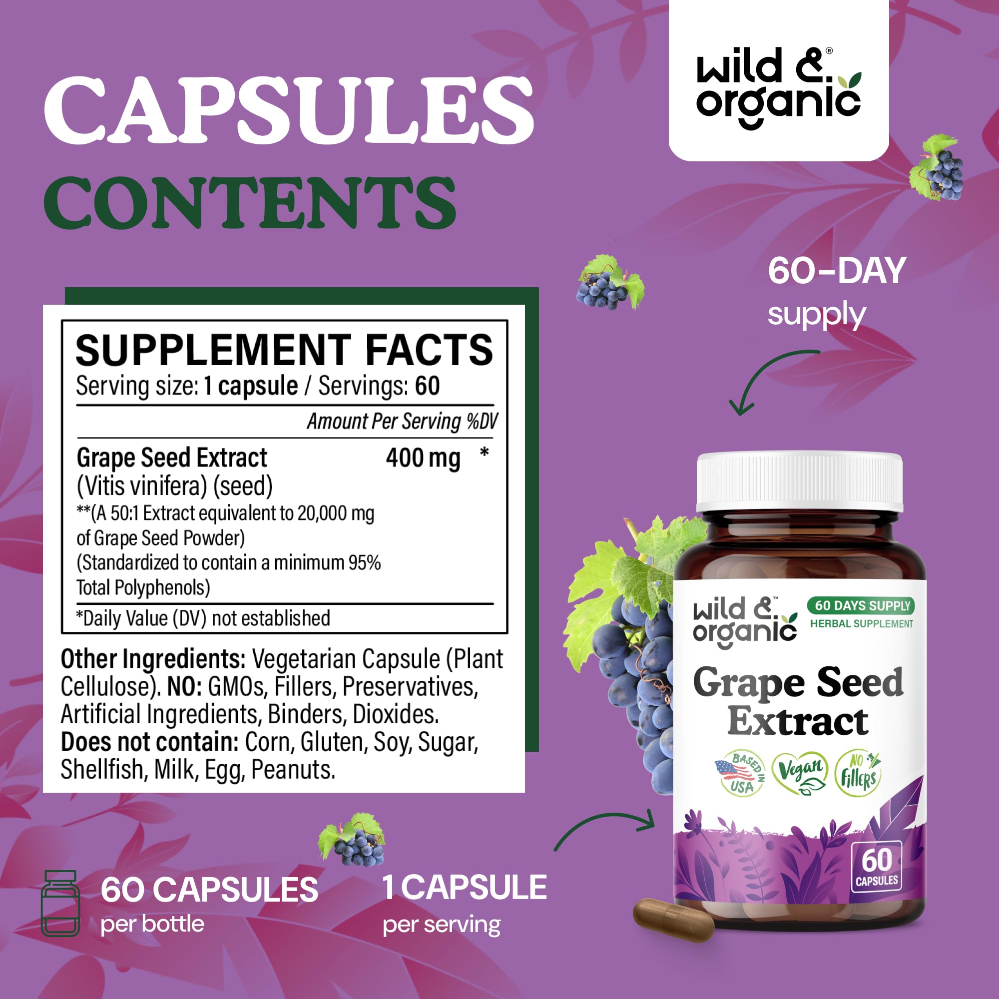 Amazon.com: Wild & Organic Grape Seed Extract Capsules