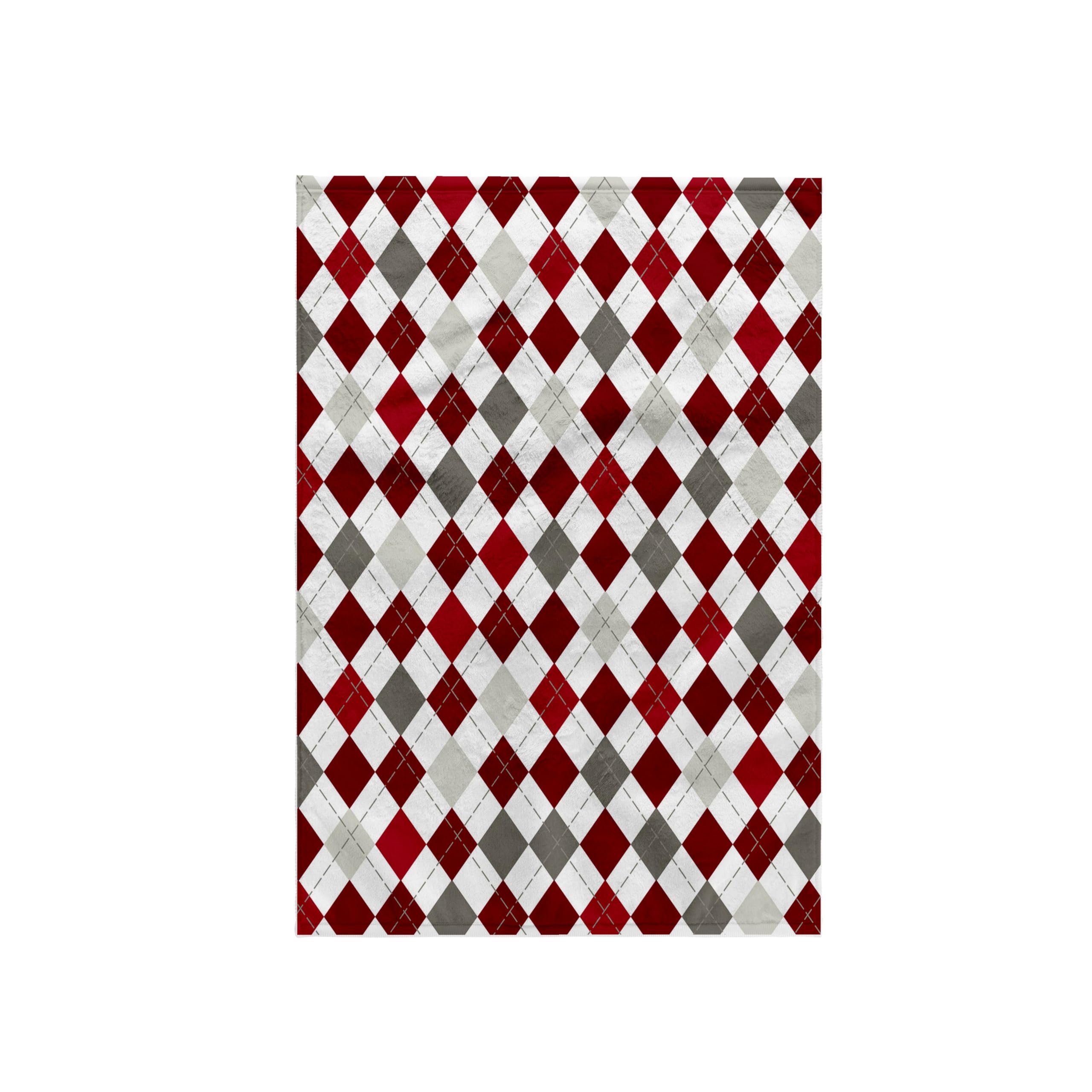 3dRose "Red, Burgundy, Gray, And White Argyle Pattern Towel, Multi-Colour, 15 x 22-Inch