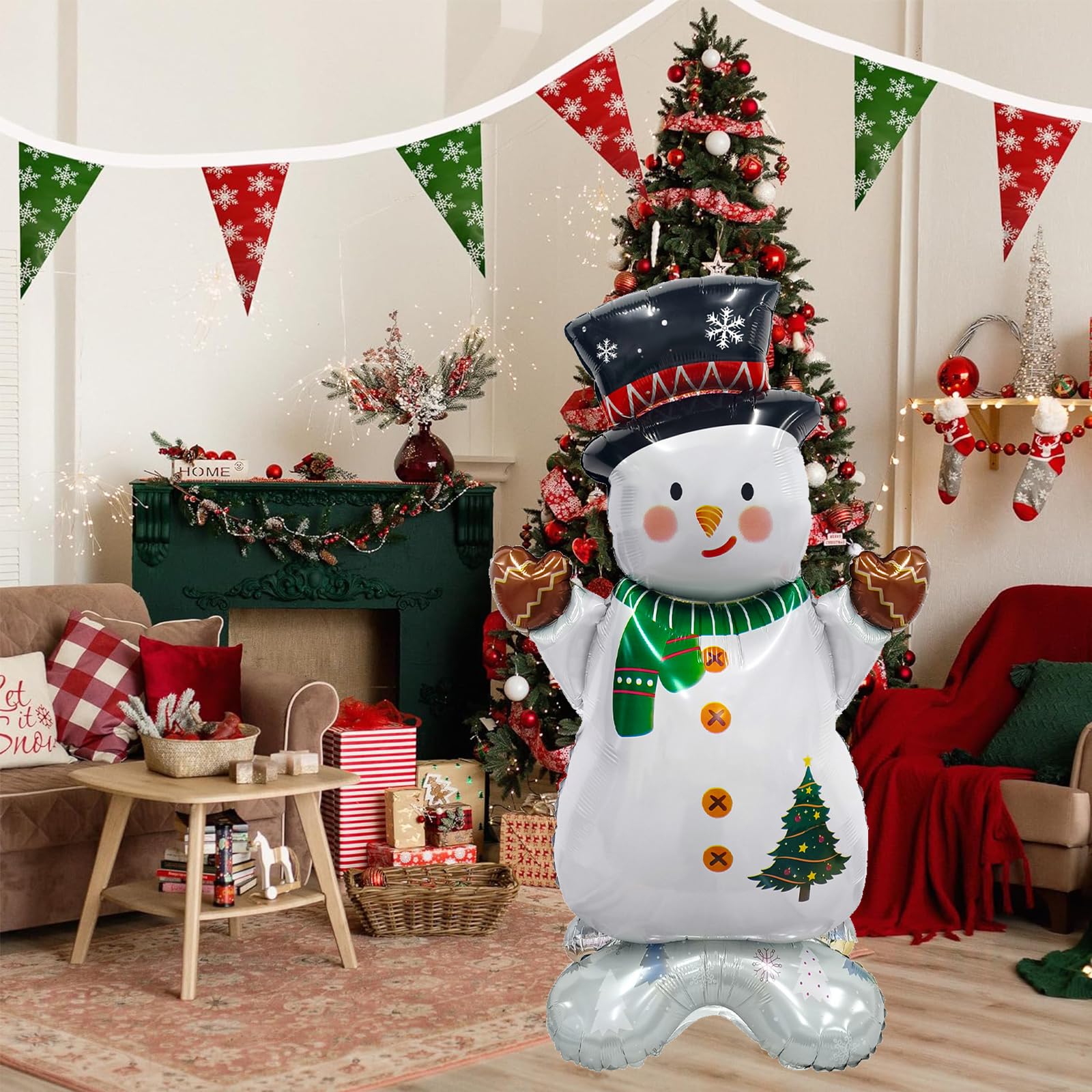ParPix XXL Schneemann Folienballon – 125x70 Cm – Stehende Weihnachtsdeko Für Party & Garten – Wiederverwendbar