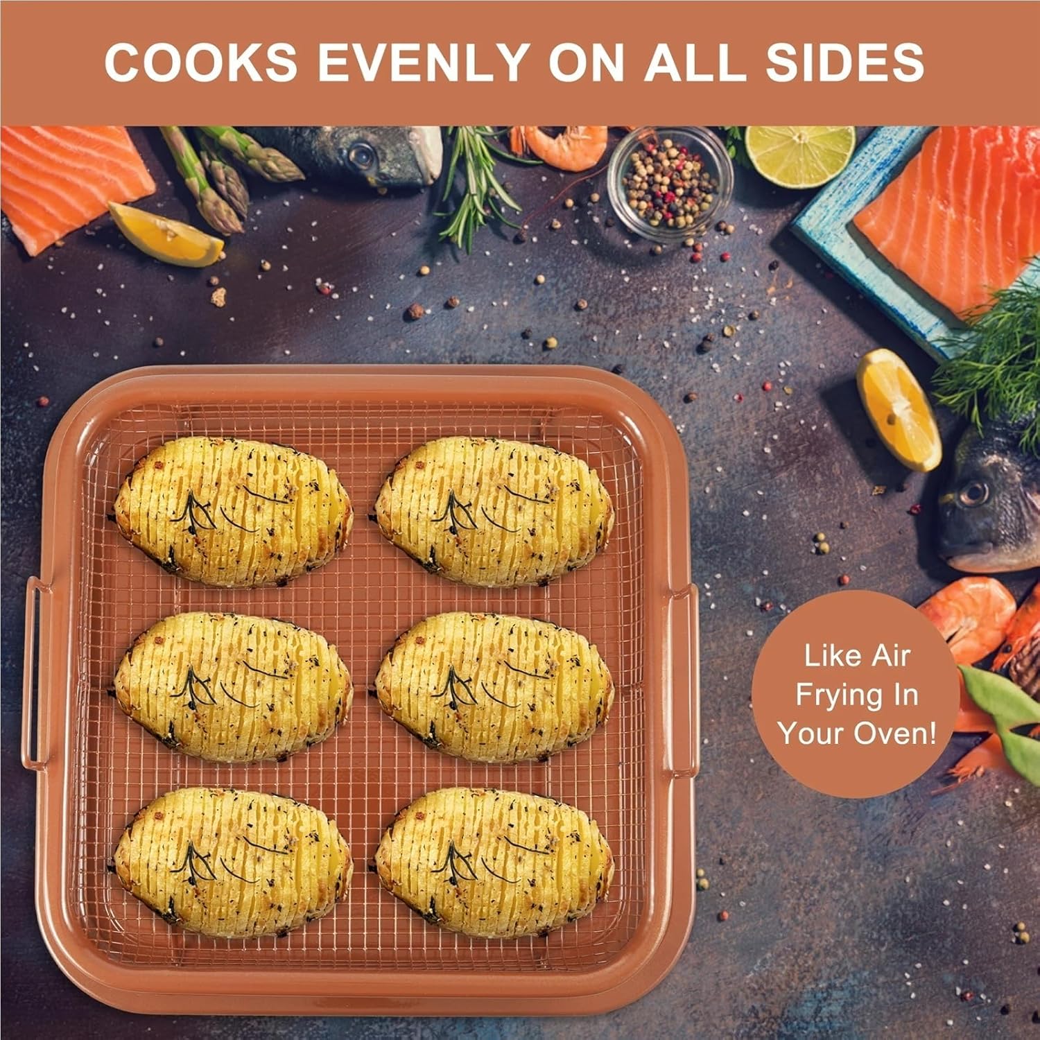 Non-Stick Baking Pan Frying Tray Barbecue Grill Plate Multipurpose Cookware Dish(Brown)