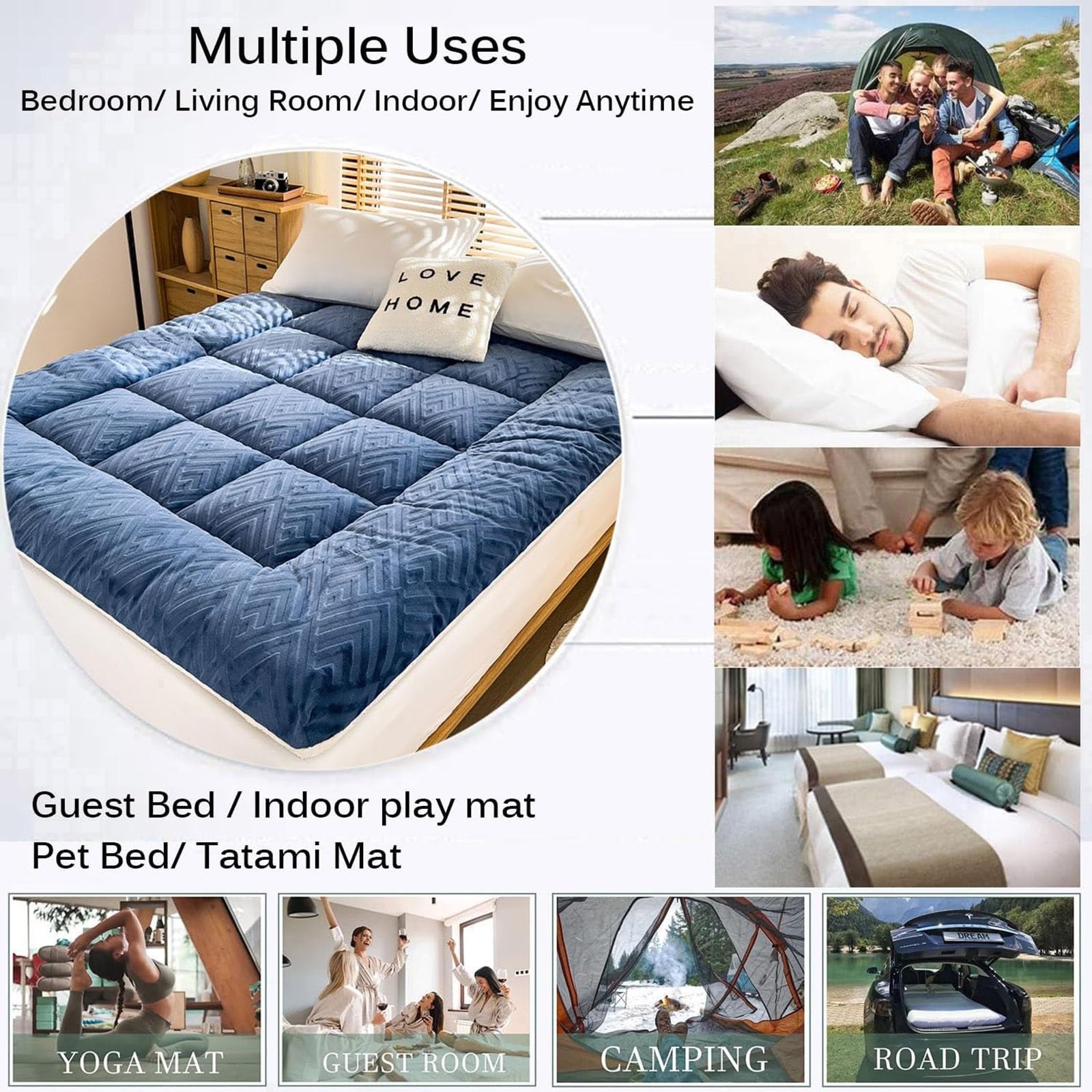 Materacekstra gruby futon materac podłogowy powolne odbicie oddychający japoński styl tatami materac zwijany materac do akademika materac dla chłopców i dziewcząt (A 180 x 200 cm)