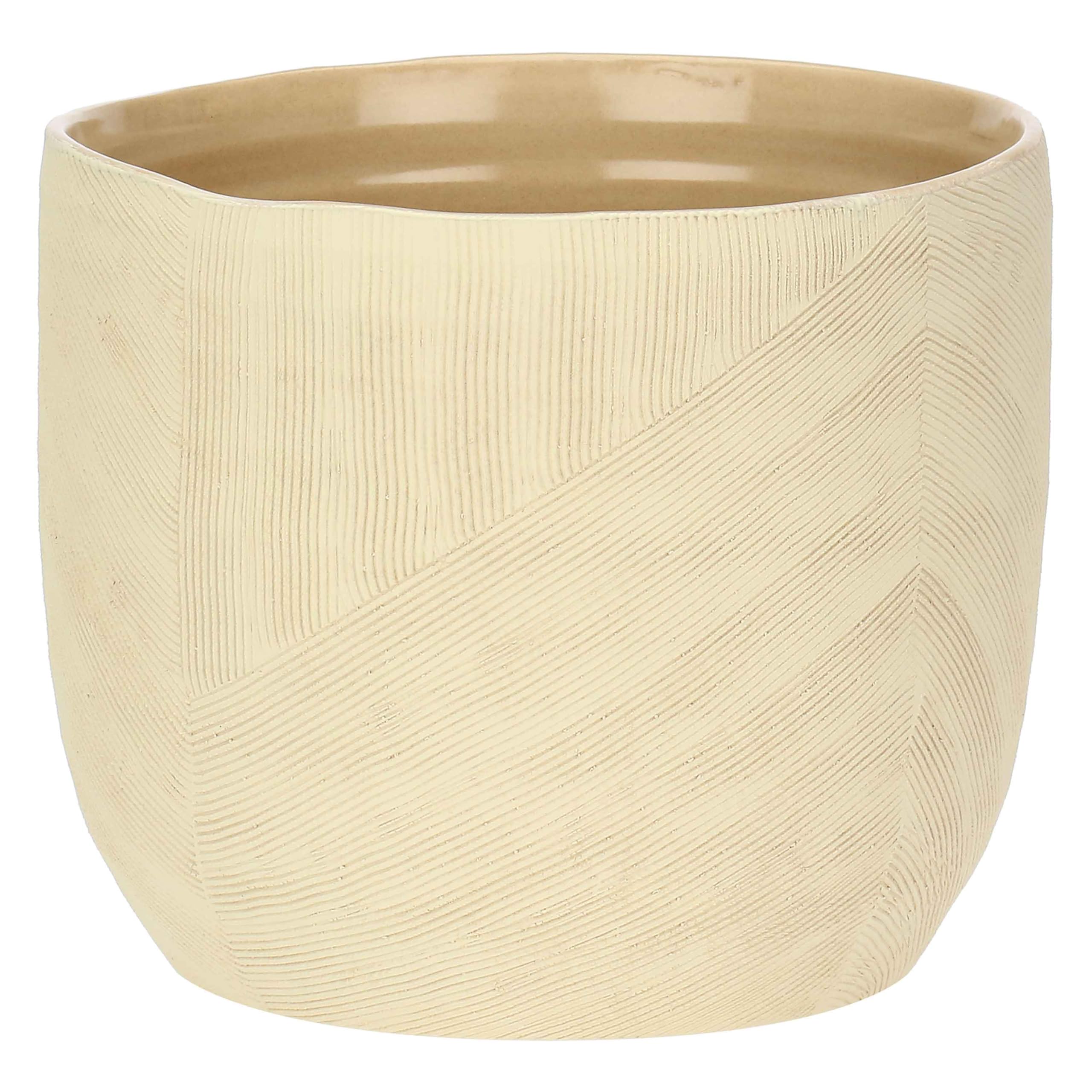 RITUALI DOMESTICI - Ceramic Cachepot L 22.5 x 22.5 cm, Depth 18 cm, Sulledune Collection