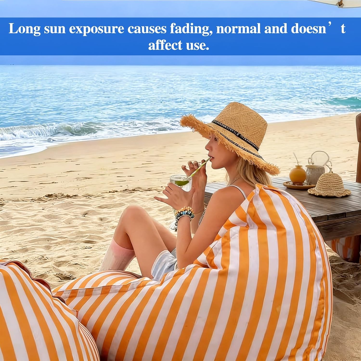 Outdoor Bean Bag（No Filler） Waterproof Bean Bag Chairs for Adults Beach Bean Bag Cover Floor Couch for Camping Picnic or Indoor Poolside Terrace Bean Bags Corner Chair(Green,Large)