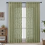 OWENIE Rideaux en lin pour chambre à coucher 84 Poches longues 2 Ensemble de panneaux, Farmhouse épais Faux Lin Light Filtering Rideaux texturés Draps avec haut de l'onglet arrière, blanc, chaque 52" W x 84" L