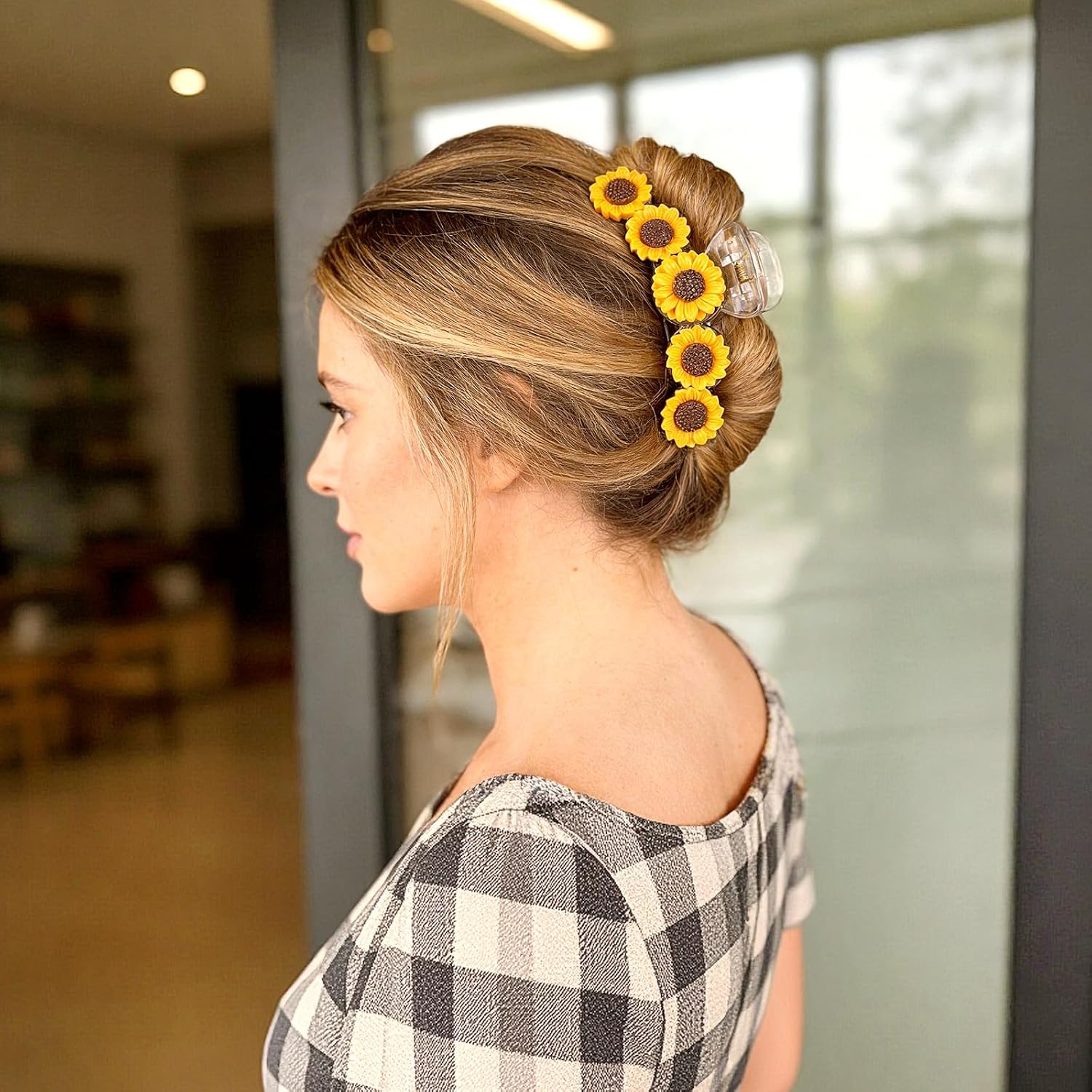 Totelux Sunflower Hair Claw Clips Flower Hair Clip for Thick Thin Hair, Large Hair Jaw Clamp Nonslip Elegant Hair Grab Clips for Women Spring Summer Birthday Hair Accessories