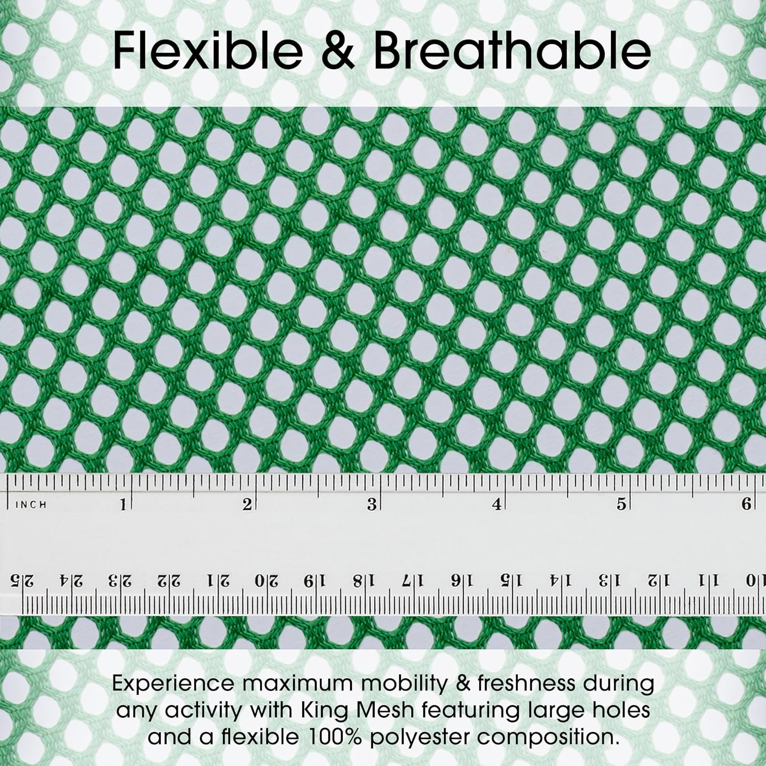 Pico Textiles 1 Yard Bolt – Kelly Green Polyester King Mesh Jersey Fabric - 60" Wide - Large Holes - Durable Athletic Mesh Fabric for Sewing Soccer and Basketball Jerseys Uniforms