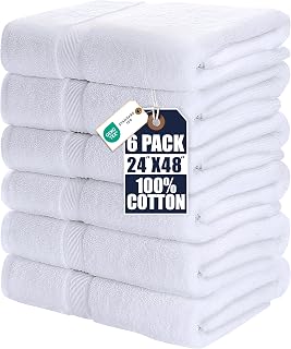 Utopia Towels 6 Pack Medium Bath Towels 24x48 Inch 500 GSM Ring Spun Cotton Quick Dry Absorbent White Set