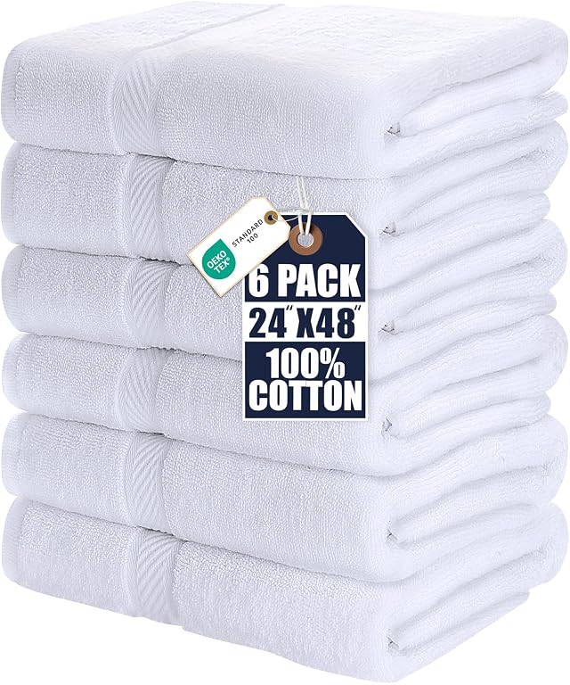 Utopia Towels 6 Pack Medium Bath Towel Set 24 by 48 Inches 500 GSM 100 Ring Spun Cotton