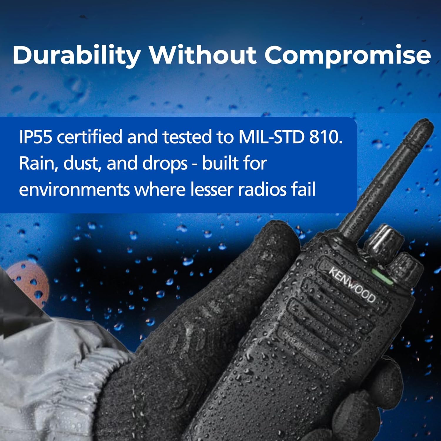 Kenwood ProTalk NX-P1202AV VHF Two-Way Portable Radio (2 W), 64 Channels & 4 Zones, 1,000 mW Loud Speaker, 11 Mil-Spec Standards 810 (C/D/E/F/G) & IP54/55