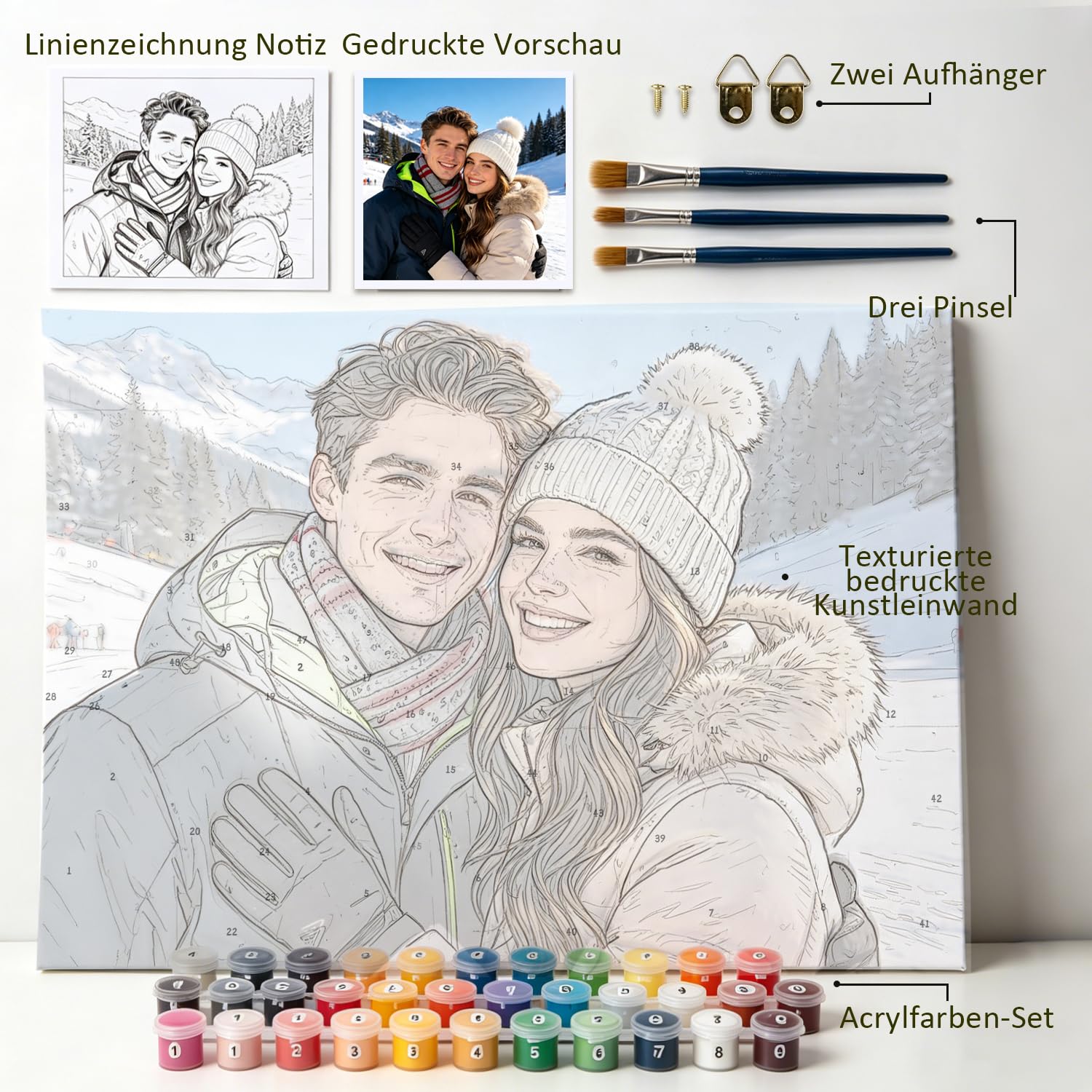 Rainsar Personalisiert Malen Nach Zahlen Erwachsene, Personalisiert Malen nach Zahlen Eigenes Bild, DIY Paint by Numbers Set Personalisiertes Geschenk für Paare, Freunde, Home Decor (80x100cm)