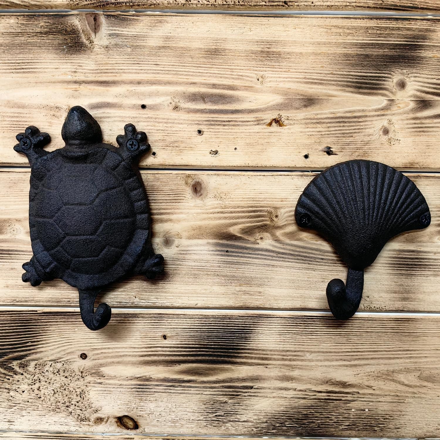 Sea Turtle Hook and Seashell Hook Set of 2, Ocean Decorative Hooks image 2