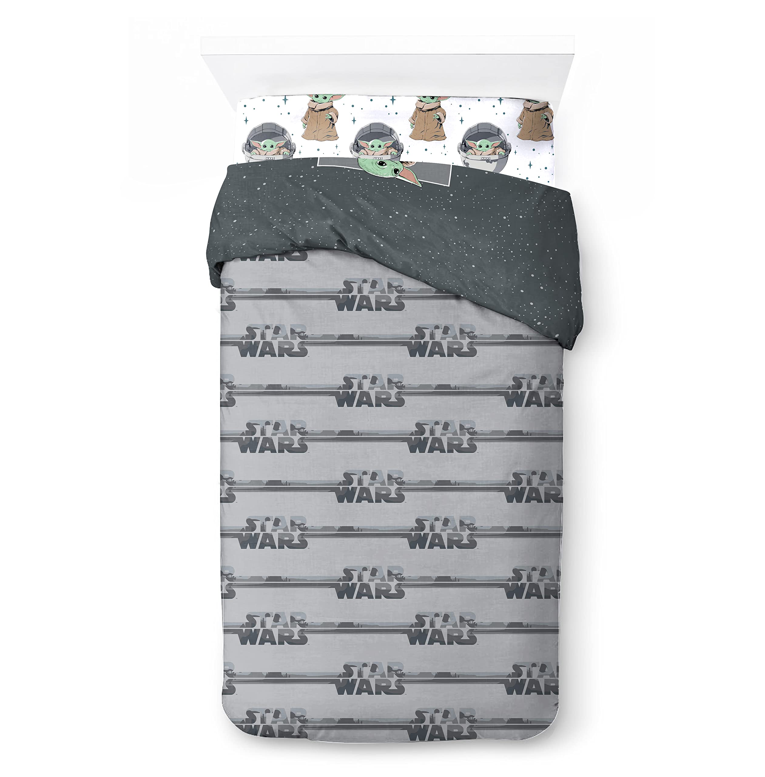 Jay Franco Star Wars Mandalorian Curious Child 100% Cotton 3-Piece Bedding Set 135 x 200 cm Single Bed Size - Image 3