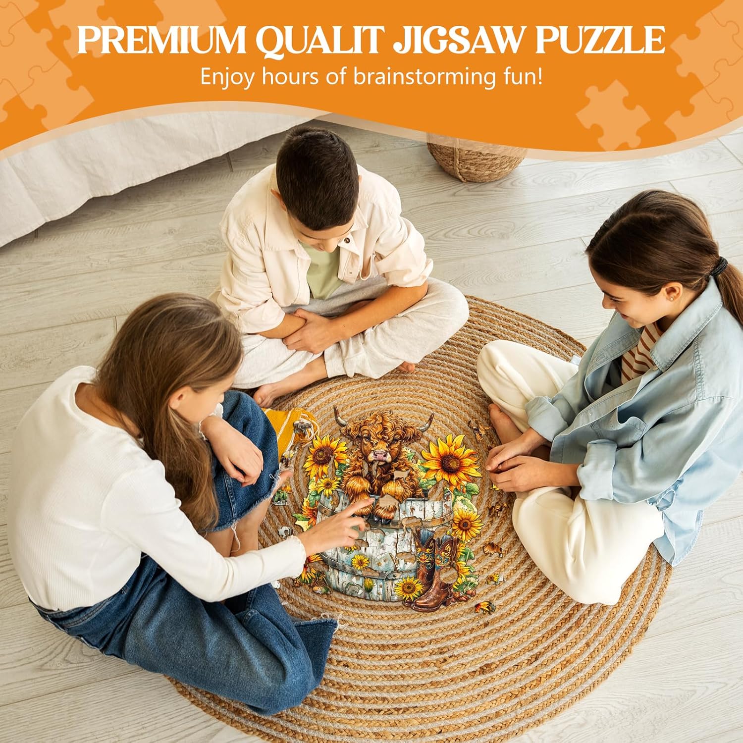 Wooden Puzzles for Adults, Sunflower Pasture Wood Puzzles Adult, Unique Animal Shaped Wooden Jigsaw Puzzle, Creative Birthday Gifts for Friends/Family/Puzzle Lovers, Home Decor(L-13.4 * 12.2in 270pcs)