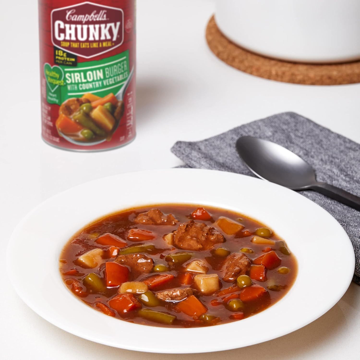 Campbell’s Chunky Healthy Request Soup, Sirloin Burger with Country Vegetable Beef Soup, 18.8 Oz Can