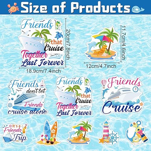 Miniatura 2 de Imanes de Puerta de Crucero para Amigos - Cosmisun 8 Piezas Árbol de Palma, Adornos Magnéticos de Puerta de Barco de Crucero, Delfín, Ancla, Tabla