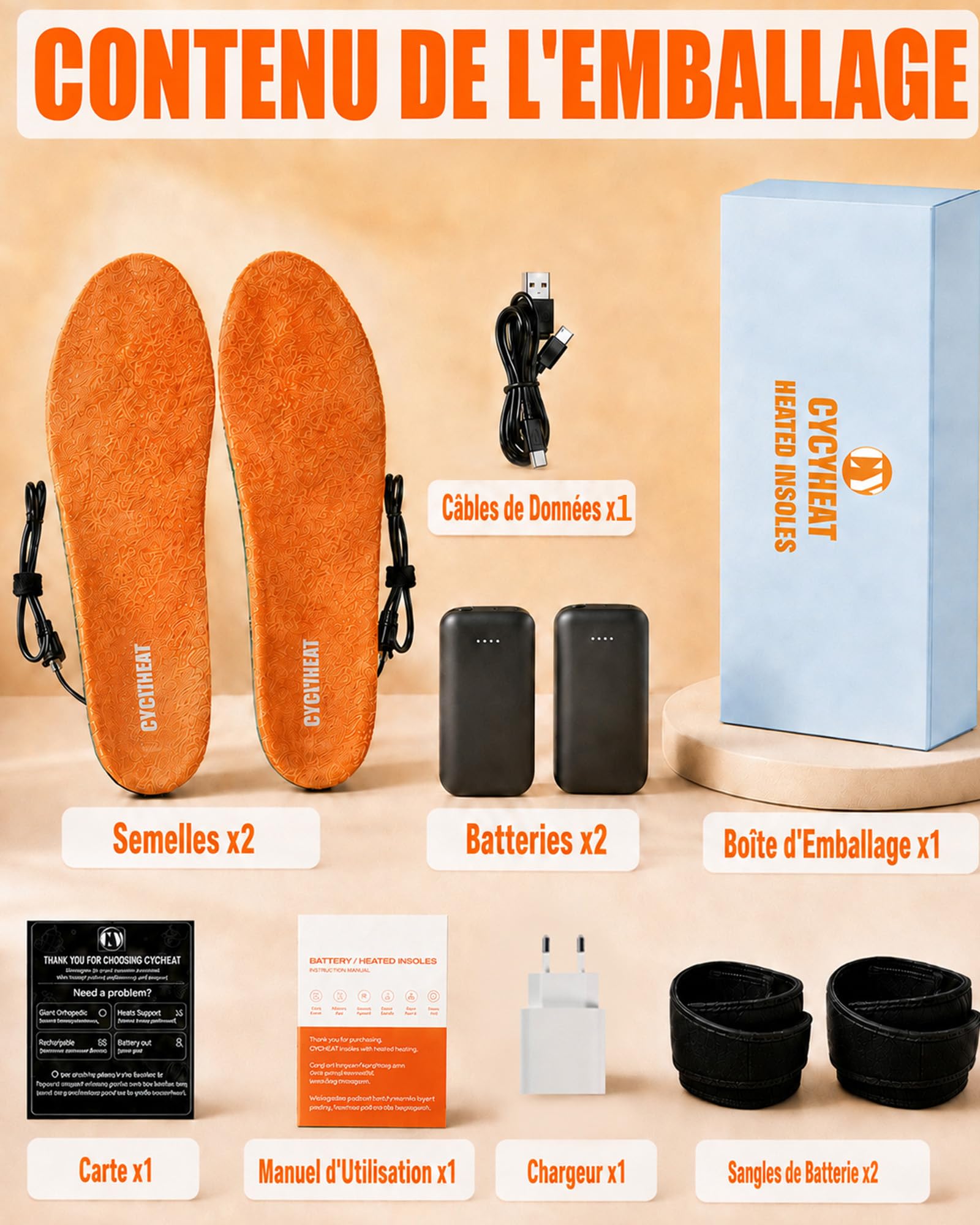 Semelles Chauffantes Découpables, Soutien Voûte Plantaire Homme & Femme