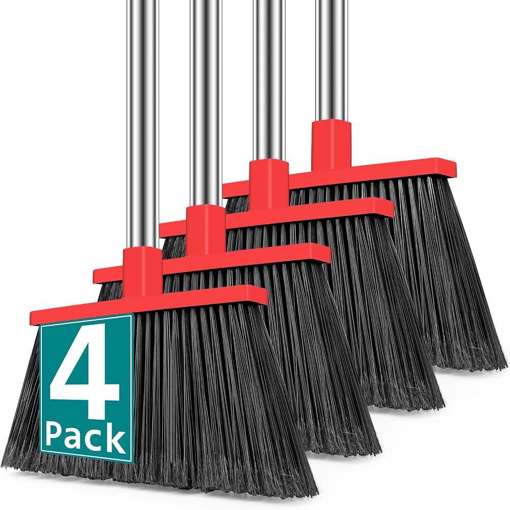 Broom, 4 Pack Heavy Duty Outdoor Brooms for Floor Cleaning, 61" Long Handle — 사진 1