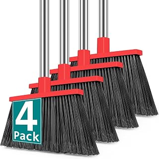 Broom, 4 Pack Heavy Duty Outdoor Brooms for Floor Cleaning, 61" Long Handle