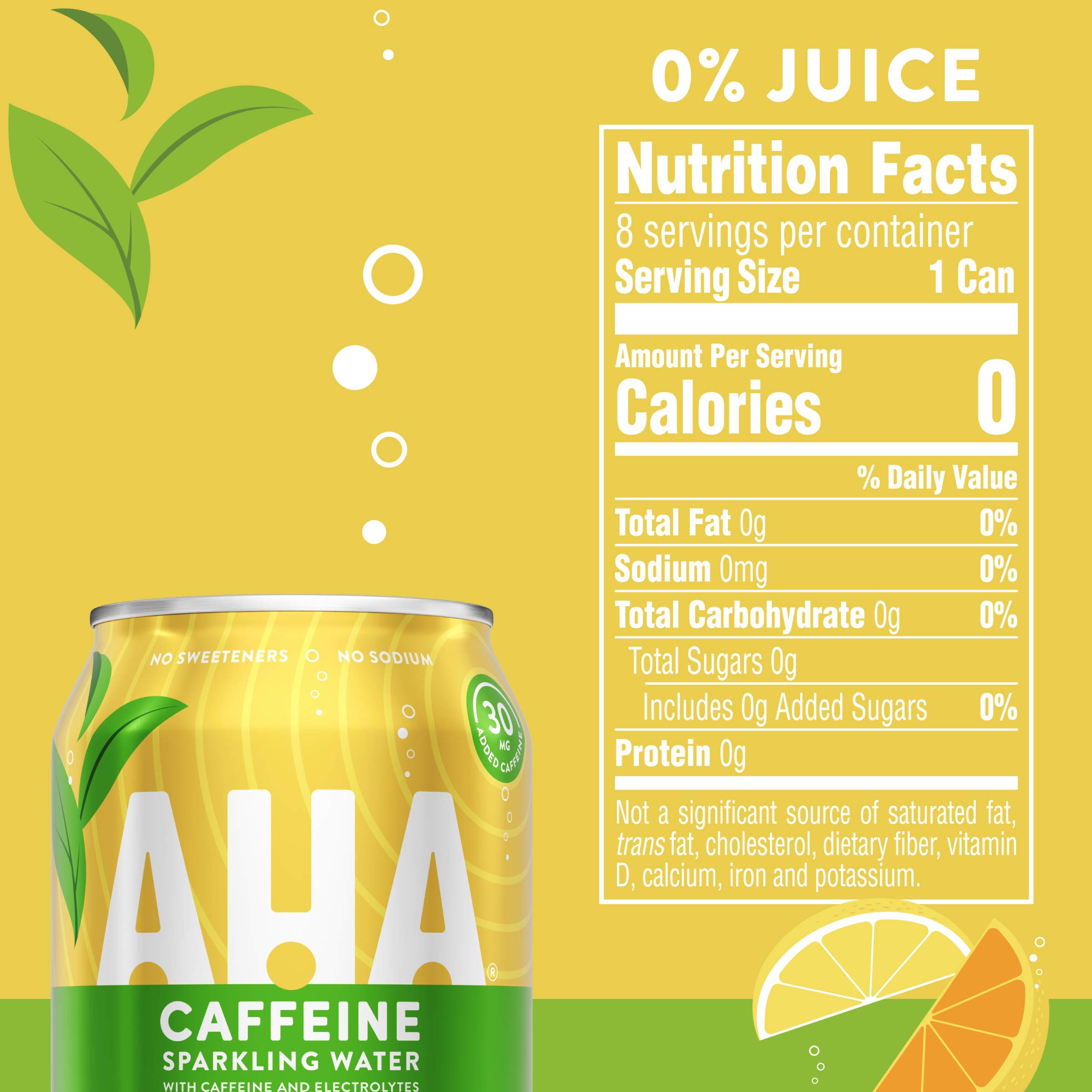 AHA Sparkling Water, Citrus + Green Tea Flavored Water, with Caffeine