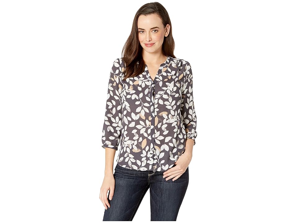 

NYDJ Blouse w/ Pleated Back (Morning Frost Vintage Pewter) Women's Blouse, Multi