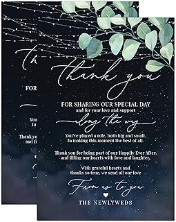 Thank You Place Cards for Weddings & Bridal Showers - Elegant Gratitude Cards with Prewritten Messages | Premium Quality, Stylish Design (Night Sky)