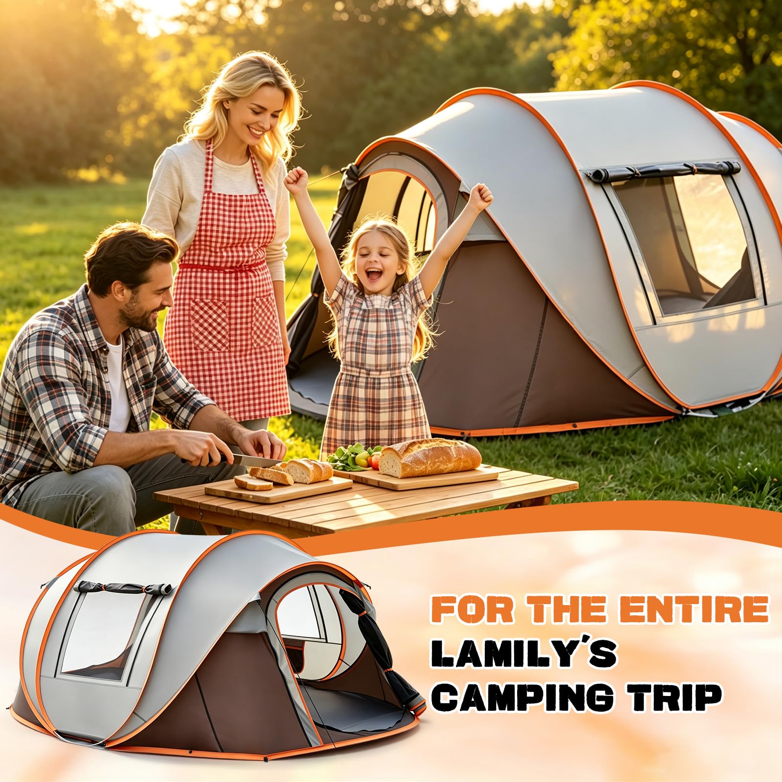Camping Zelt, Pop Up Zelt 4-5 Personen, Automatisches Aufstellzelt in 3 Sekunden, Wurfzelte Wasserdicht Sonnenschutz, Familie Zelt, Tragbares Leichtes Kuppelzelt für Outdoor Camping
