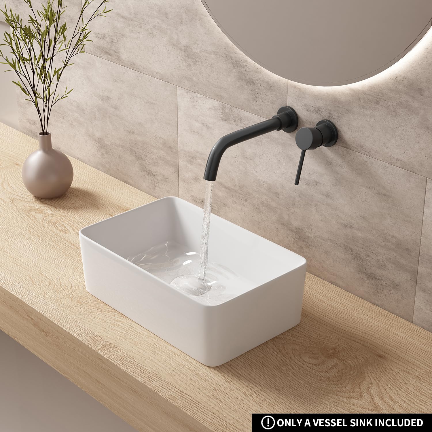 Fregadero de baño pequeño sobre la encimera: Fregadero de recipiente retangulado de 14 ″ x 9 ″, fregaderos  White Bowl para baños, lavabo de porcelana de cerámica pequeño lavabo de tocador 4