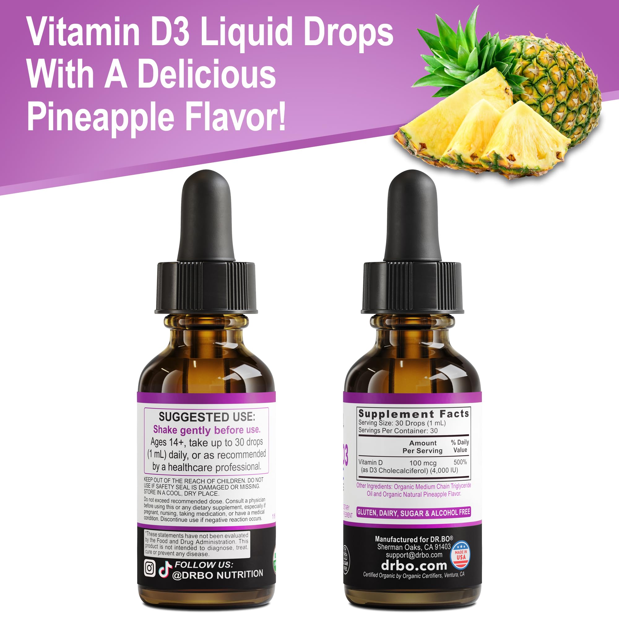 Vitamin D3 Liquid Drops Organic - Vegan VIT D Liquid Vitamin D for Adults & Kids Oil 4000 IU Vegan Organic D3 Drops Sublingual Supplement - Immune & Bone Health VIT Supplements, Non-GMO 30 Servings — Amazon image 9