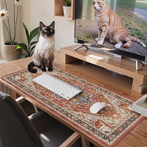 Miniatura 6 de iCasso Alfombrilla de escritorio retro mate para escritorio, alfombrilla de mouse extragrande para videojuegos, escritorio completo, tapete largo y