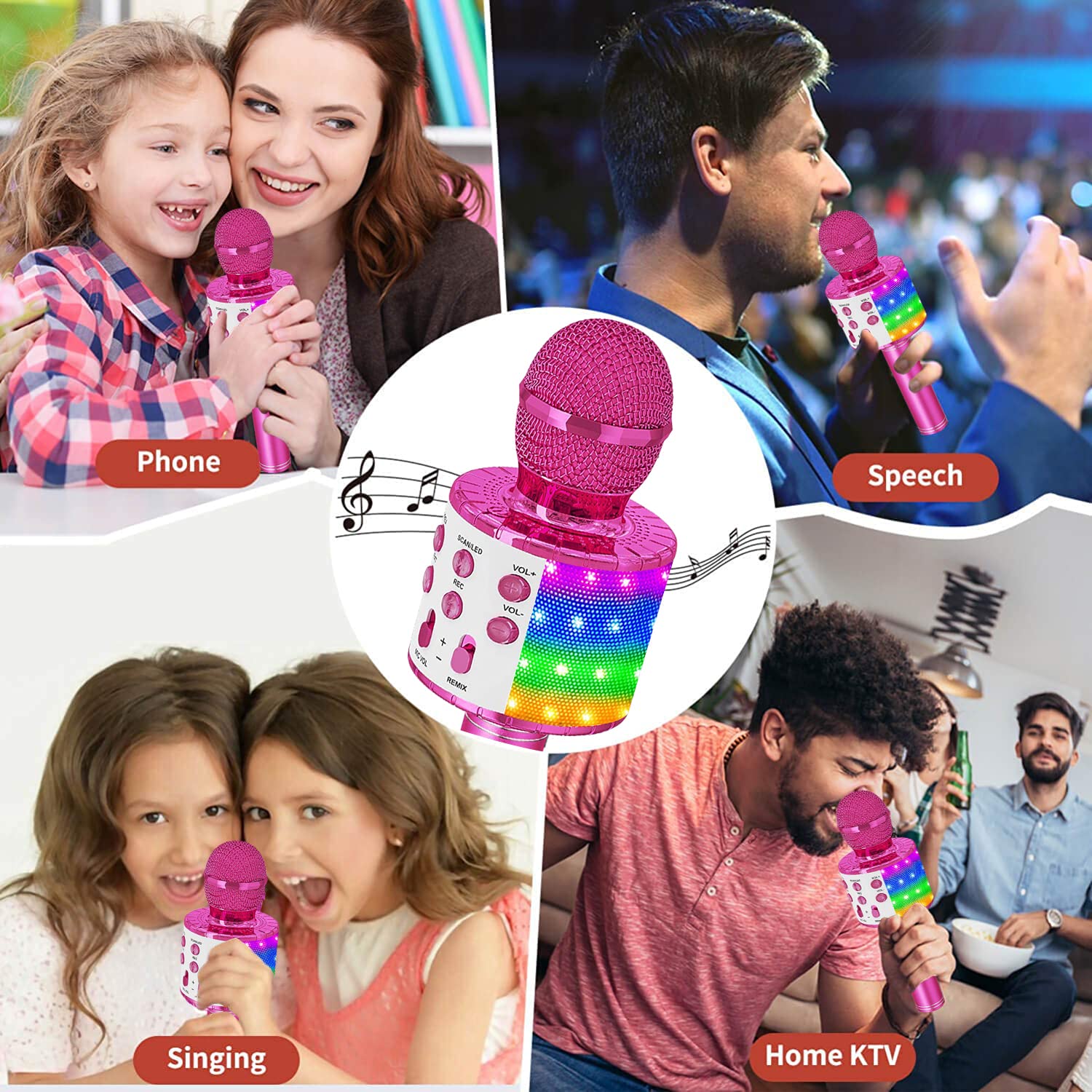 Micrófono De Karaoke Infantil Bluetooth T97 – Altavoz Con Luces LED, Efectos De Voz Y Conexión Inalámbrica – Regalo Para Niños De 3 A 12 Años