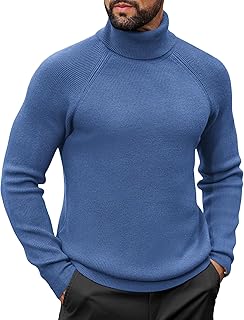 COOFANDY Mens Jumper Turtleneck Sweater Casual Twisted Knitted Pullover Sweaters Casual Basic Tops Ribbed Knit Pullover