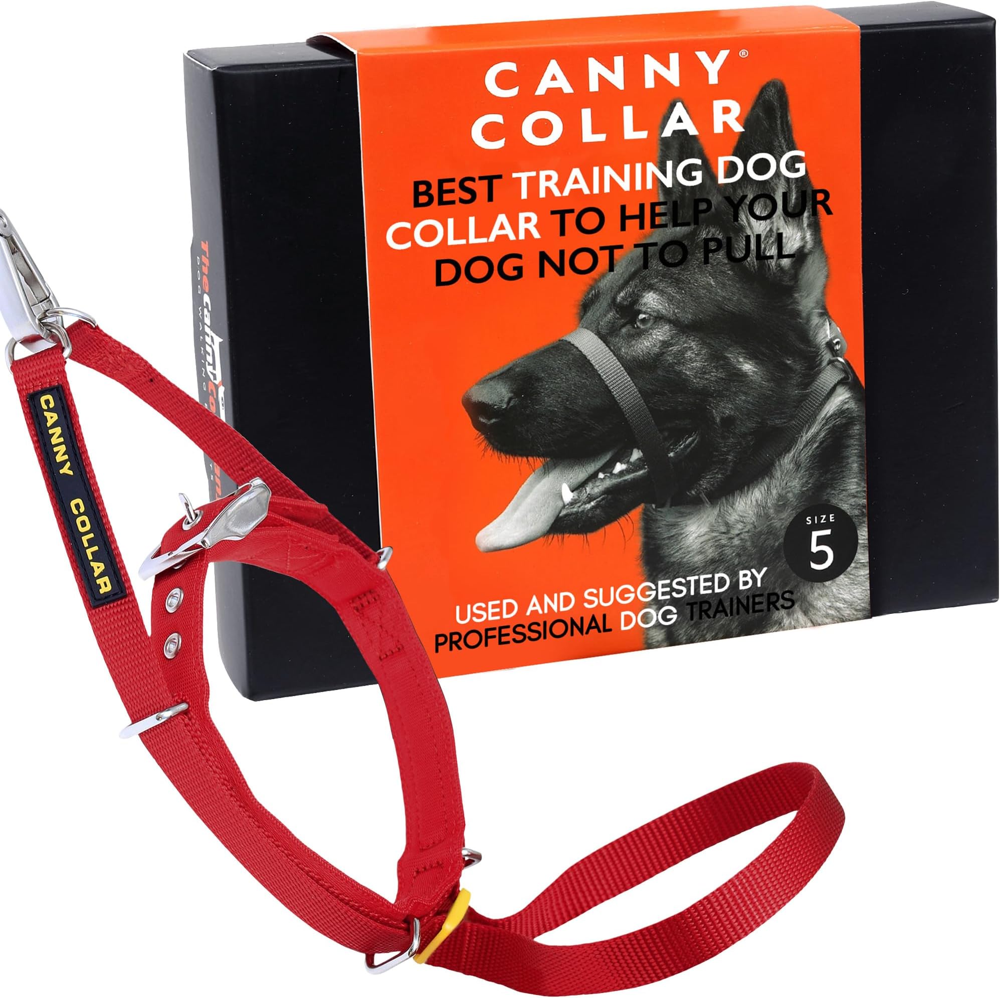 Collar No-Pull Dog Headcollar | Train Your Dog To Stop Pulling & Walk On a Regular Collar & Loose Lead | Kind, Safe, Comfortable Training Aid | Red – Size 5