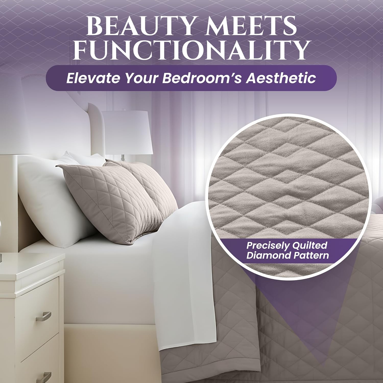 Queen Quilt Bedding Set - Cloud Soft All-Season Bedspread 3 PC w/Shams, Bed Quilt Queen Size Coverlet - Oversized, Light Weight, Ultra Durable, Easy Care - 90 x 96 in (Taupe)