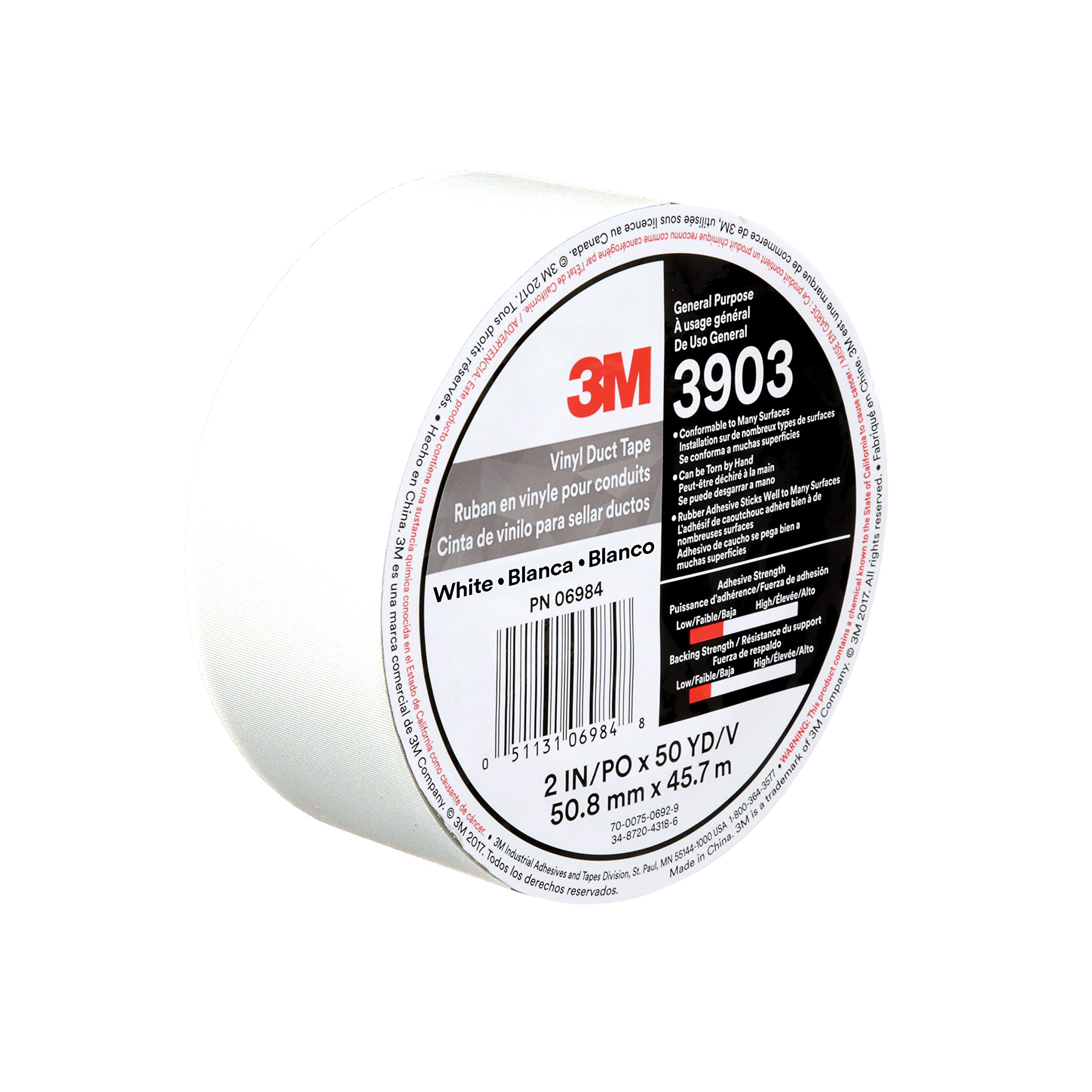 3M Vinyl Duct Tape, White, 2-Inch by 50-Yard, 6.3 Mil by 3M