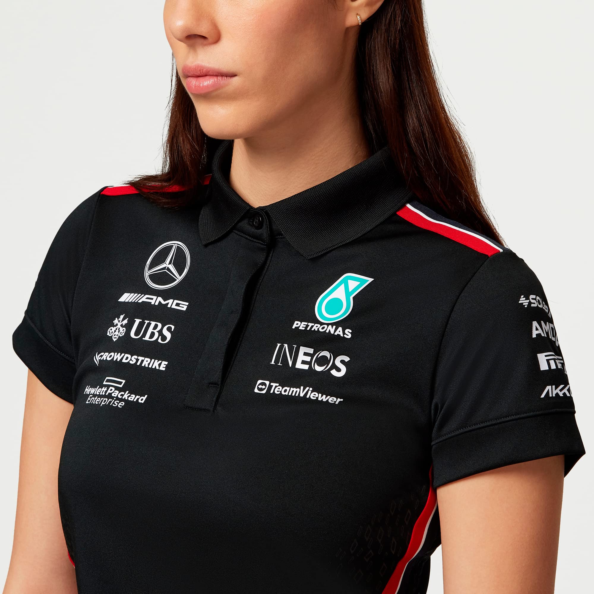 Mercedes AMG Petronas Formula One Team - Polo del Equipo para Mujer 2023 - Negro - Talla: M