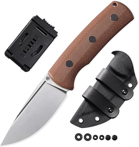 Petrified fish PFP01F Beluga Cuchillo de hoja fija, 3.62 pulgadas, hoja de satén N690, 5.85 onzas G10Micarta mango cuchillo de hoja fija para