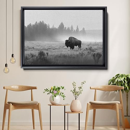 Miniatura 2 de Fine Art American Bison Buffalo Print, Captivating Black and White Landscape of Nature's Majestic Wildlife, Framed Fine Art Photography for Home