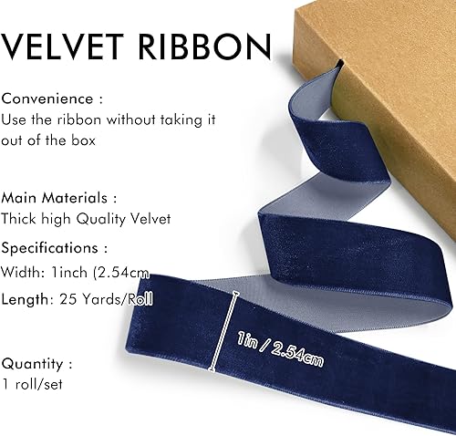 Miniatura 254 de Cinta de terciopelo caqui de 3/8 pulgadas, 25 yardas para árbol de Navidad, envoltura de regalos, ramo de flores, decoraciones de corona