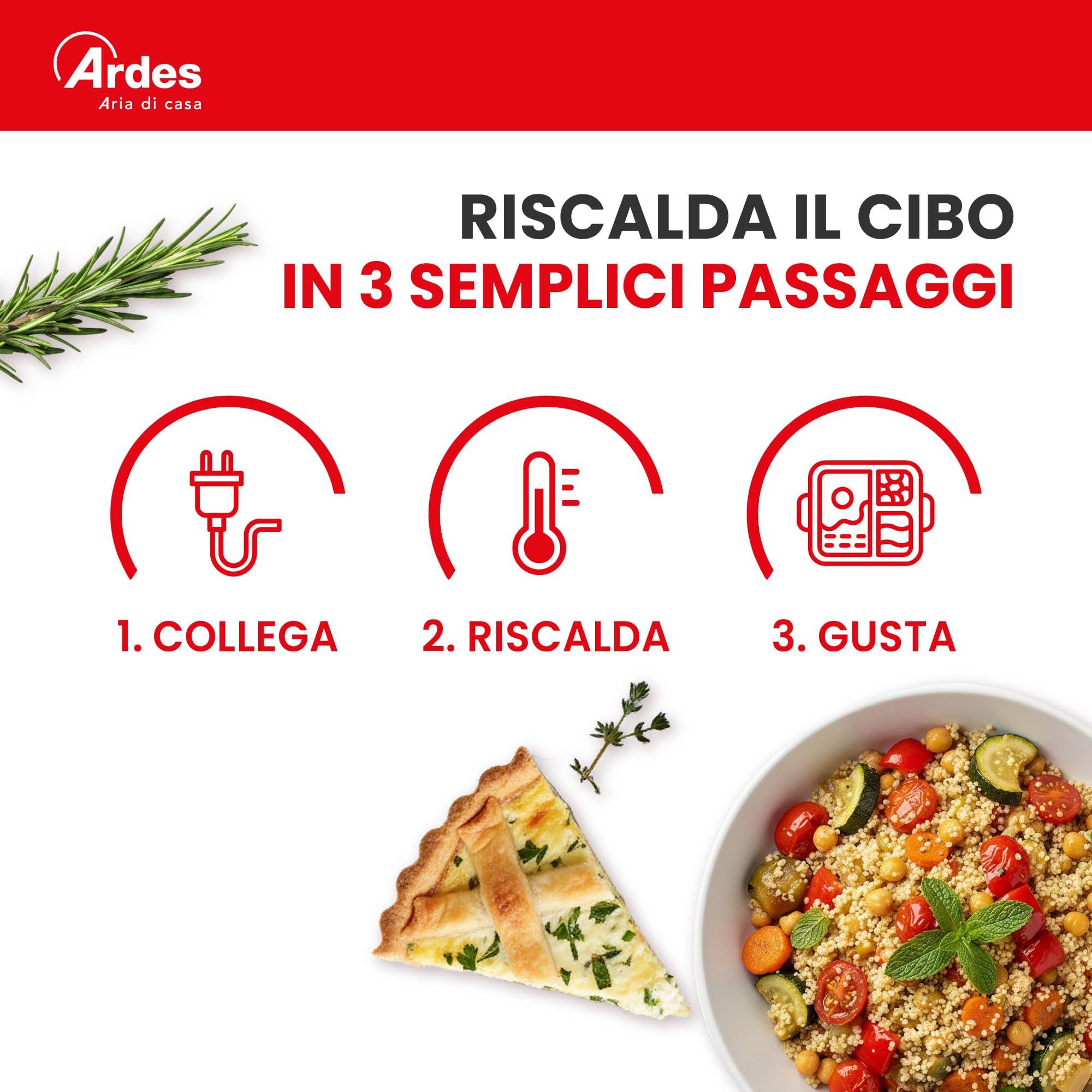 ARDES | ARLUNCH01 Scaldavivande Elettrico Portatile Contenitore Inox Riscalda Alimentari - Alimentazione Casa e AutoLunch Box Da Ufficio Pratica e Veloce con Posate Incluse Blu