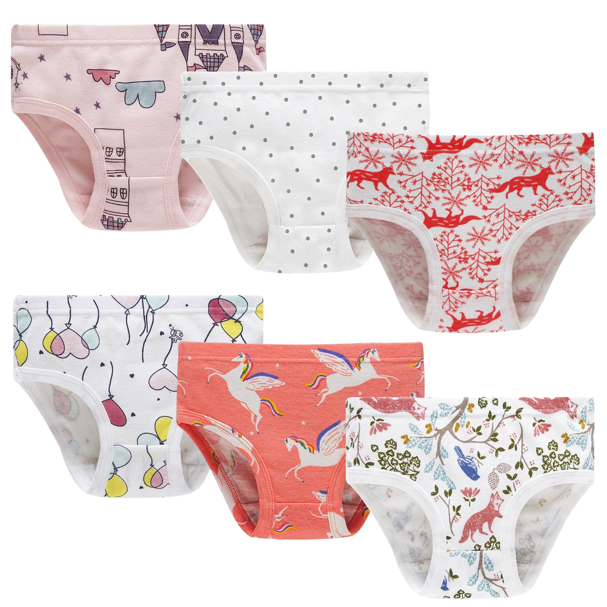 KikizYe Little Girls 100 Cotton Underwear Soft Breathable Briefs