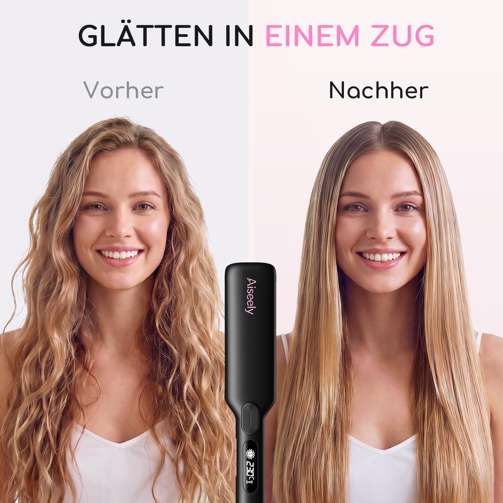 AISEELY Breites Keramik Glätteisen 45mm mit Infrarot & Ionen, Haarglätter